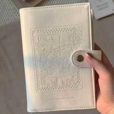 復古壓紋A6活頁手帳本, 奶油白手賬本 僅外殼, 1個