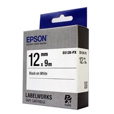 (EPSON) SS12K-PX 라벨테이프 바탕(흰색)/글씨(검정) 12mm, 1개, SS12K-PX 흰색바탕 검정글씨