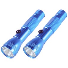 캠핑 등산 휴대용 LED 건전지 메탈 컬러 원터치 손전등, 블루, 2개