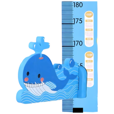兒童3D立體磁性身高貼 成長測量尺, 藍鯨魚