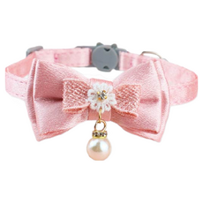 寵物蝴蝶結鈴鐺項圈 （安全扣）, 粉色, 1個