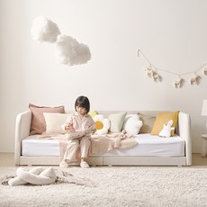 쿠시 갤럭시원단 슬림데이베드 침대 Q 프레임만, 그린블루