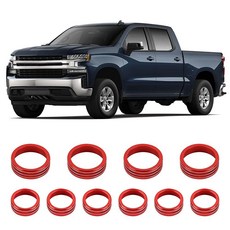 PDKLIN 실버라도 센터 컨트롤 라디오 손잡이 커버 트림 링 레드 쉐보레 2019 업 서버번 2020 타호 2021 인테리어 액세서리 알루미늄 합금 10개