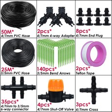 KESLA 정원 자동 급수 물방울 관개 시스템 키트 화분에 심은 분재 꽃 식물 온실 용 4/7mm 3/5mm 호스 이미 터, [19] KSL01-362-50M, 1개
