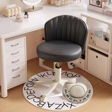 등받이 화장대의자 이동식 높은 스툴 달린 바퀴, 크림블랙+화이트 휠