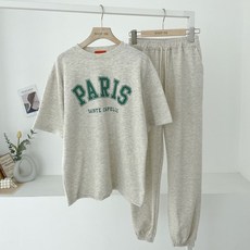 It's Simple Paris 字母印花圓領短袖束口運動服套裝