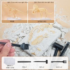 공룡 화석 발굴키트 고고학 체험 DIY 선물용 장난감 세트 2개: 티라노 화석 트리케라톱스, 2개