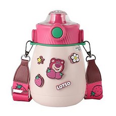 BEDDYBEAR 不鏽鋼保溫嘟嘟桶 850ml 大肚草莓熊 便攜大容量兒童水壺, 粉色, 1個
