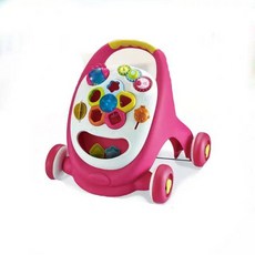 阿貝魯寶寶學步車手推車，多功能遊戲面板，安全防滑，高度可調, 粉色, 1個