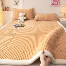 디아크몰 벨벳 매트리스 겨울 플리스 커버 푹신한 침대 담요 시트 베이스, 150x200 3피스 세트   매트리스 + 베개 커버, 3. 클로버 매트리스 - 따뜻하고 햇볕 좋은 곳