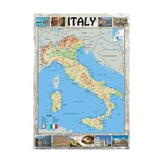 이탈리아의 그림 포스터 지도 - 23.4 x 16.5 인치 - 종이 적층