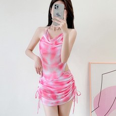 MMYZ 紮染分體泳衣 繫帶褶皺設計 多色可選