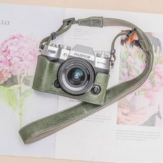 필름 x half 가죽 하프케이스 카메라 포함 스트랩 보호 케이스, Y. xt50 그린 보호 케이스  숄더 스트랩