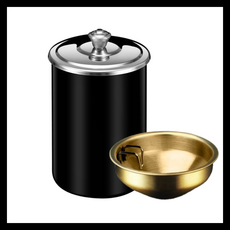 리루나 가정용 냄새차단 뚜껑있는 스테인레스 재떨이, 블랙, 1개