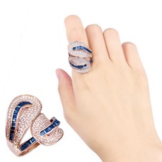 [썬주얼리] 웬디 사파이어 럭셔리 화려한 사이즈 조절 로즈골드 반지