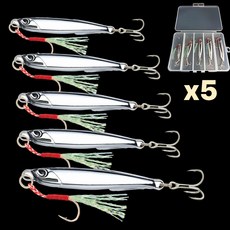 지티피싱 크롬 메탈지그 삼치 농어 고등어 루어 메탈 7g 10g 15g 20g 30g 5종 세트, 1세트, 실버