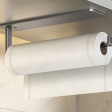 주방 벽면 부착 금속 페이퍼 타월 홀더 롤 휴지 거치대 싱크대 수납 정리 공간, 1개, 블랙