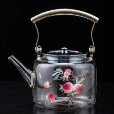 다기 세트 차주전자 다도 취미 잔 워머 유리 요가, 201mL 이상 - 300mL 이하, 1L, 도자기 총당 메탈릭 수련 내부 용기 없음