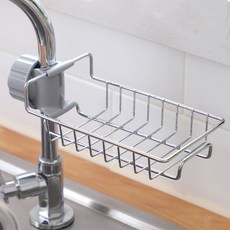 헬스와미 무타공 주방 수세미 물빠짐 거치대 거치형 스텐 바구니, 1개, 실버