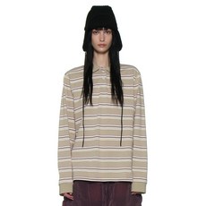 매장정품 파르티멘토 PARTIMENTO WOMEN 스트라이프 롱슬리브 폴로 티_더스티 베이지 PW-2551DE 688088