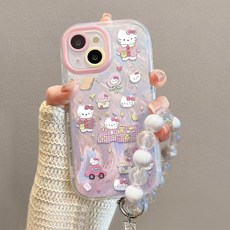 아이폰16/15 헬로키티 카툰 스트랩 휴대폰 케이스