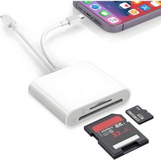 USB C SD 카드 리더기 iPhone 15 16 iPad MacBook Mac용 이중 슬롯 타입 MicroSD 메모리 어댑터 지원 트레일 카메라 뷰어 플러그 앤 플레이 더, USB-C&라이트닝