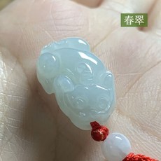 【 好物上新 】【春翠】正品A貨天然綠色如意招財貔貅吊墜 男女款玉挂墜挂件, 1個, 貔貅（非常小）