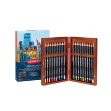 時代中西畫材 Derwent 德爾文 PROCOLOUR 油性色鉛筆木盒套組 英國製 專業繪圖 色彩鮮明, 1個, 24色, 24色