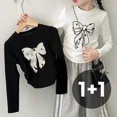 델루비오 여아 주니어 빅 리본 나염 티셔츠 긴팔 상의