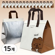 일회용 보냉가방 손잡이 은박 보냉백 캠핑용 도시락 보냉 가방, 15개, 나이스베어