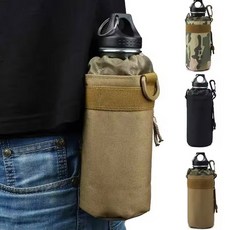 1+1 벨트 연결 등산용 전술 물병가방 웨이스트 물통 케이스 파우치, 블랙+카키베이지