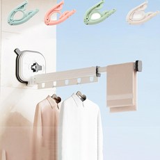 吸盤曬衣架 折疊曬衣架 超吸力 堅固 折疊伸縮曬衣架 壁掛晾衣架, 吸盤晾衣架, 白色