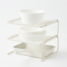 한샘 SOK 마일드 2단 접시 그릇 정리대 M 크림, 2단 정리대 M 크림(KCN29H1), 1개