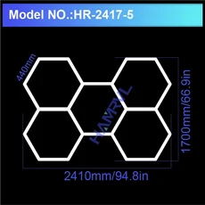 차고 조명 육각형 램프 110-240V LED 튜브 벌집 이발소 천장 워크샵 4S 자동차 쇼 바디 수리 체육관, HR 2417 5