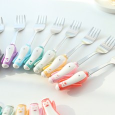 보겐 펭귄 유아스푼 어린이포크 귀여운 스텐 스푼포크, 포크, 퍼플, 1개
