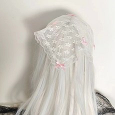 新款帽子 韓版蝴蝶結蕾絲三角頭巾女 甜美少女心包頭髮帶 森系lolita拍照配飾