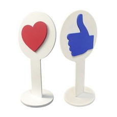 오엑스피켓 양면 하트 엄지척푯말 오엑스푯말 유튜브게임용, 포맥스받침대