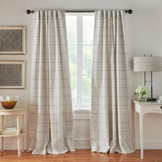 Elrene Home Fashions Brighton 윈도우판 격자무늬 암막 창문 커튼 로드 포켓 탭이 있는 거실 및 침실 드레이프 132.1 x 213.4cm(52 84인