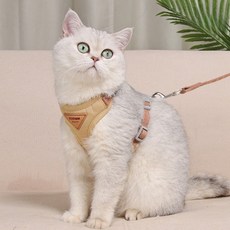 강아지 고양이 가슴형 목줄 이탈방지 외출, 1개, 베이지