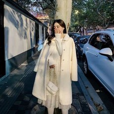 rigiu 여성 겨울 오버핏 덤블 양털 뽀글이 롱코트 후리스 롱점퍼 927405호 8M3K2W