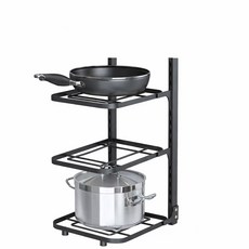 에너바디 후라이팬정리대 냄비 주방 선반 정리대 수납 거치대, 1개, 블랙, 3단