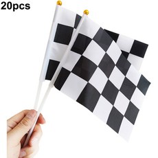 교통 콘 및 플래그 체크 검정 깃발 생일 무늬 흰색 테마 장식 자동차 용 레이싱 경주, Flags 20pcs