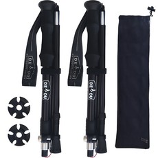 DIYOU 戶外登山杖 2入 + 專用收納盒 2入 組, 黑色, 1套