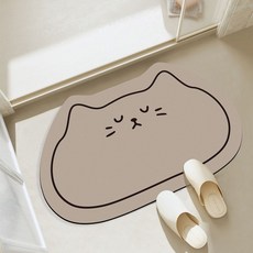 미끄럼방지 규조토 고양이 발매트 욕실 발매트 물흡수, 브라운