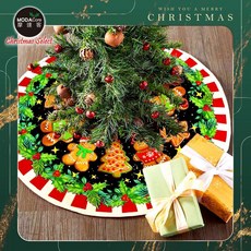 摩達客 耶誕薑餅人017號短毛絨印花聖誕樹裙90cm 聖誕樹裝飾底墊 節慶居家裝飾 營造溫馨聖誕氣氛, 1個