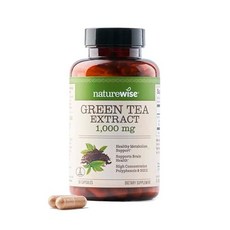 NatureWise Green Tea Extract Capsules 1000 mg - 50% EGCG & 98% Polyphenols - Extra Strength Green, 60개 (1팩), 1개