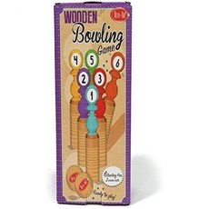 팝 잇 업 레트오 목재 볼링 게임 실내외 사용 적합 볼링공 2개와 색상 및 번호가 표시된 핀 6개 포함 가족 놀이