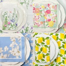 오릴리 파티 플라워 디자인 테이블 냅킨 시리즈, 1세트, 20개, 피크닉 가든 대 40cm