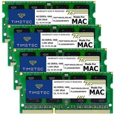 Timec 32GB KIT4x8GB Apple DDR3L 1600MHz PC3L12800 CL112011년 중반 2012년 후반 2013년 2014년 레티나 5K 2015년 S, 16GB KIT(4x4GB)