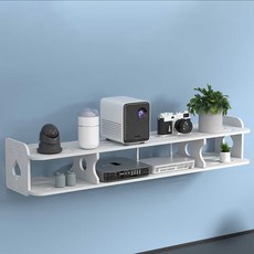 무타공 셋톱박스 2단 와이파이 벽걸이형 선반 공유기 보관함, 흰색